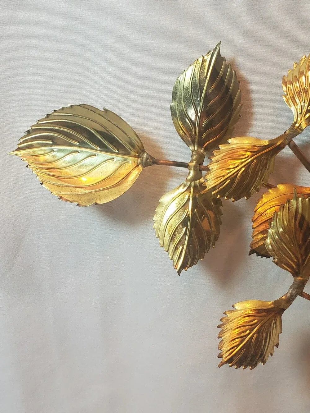 Homco Home Interiors Vtg Brass Gold Birch Leaf Metal Wall Art Branch MCM Retro